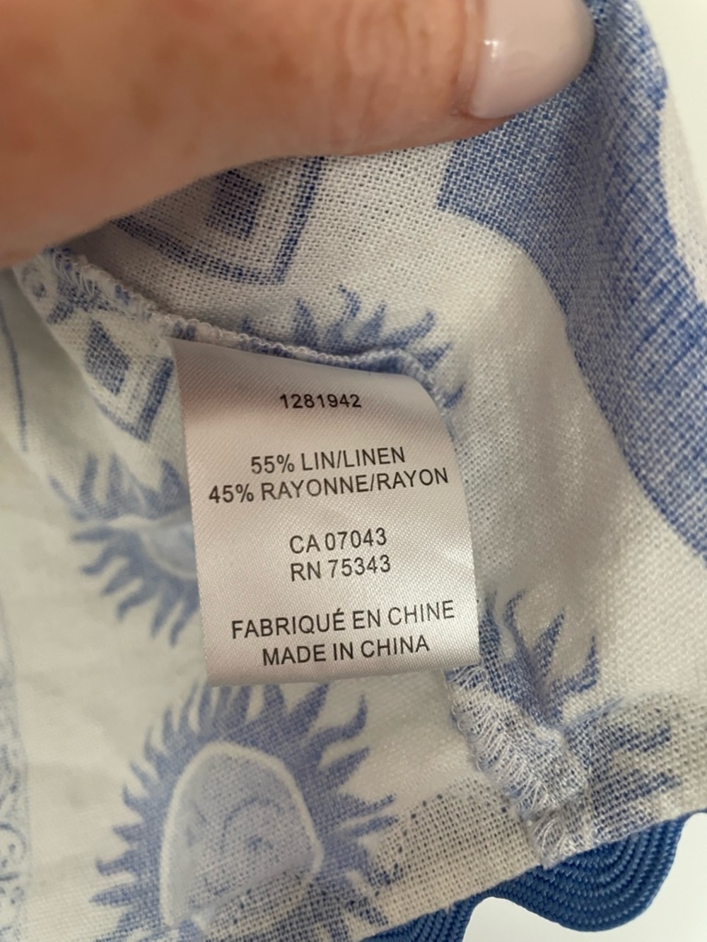 Calypso St. Barth Blue and White Mediterranean Resort Shirt, Small - Picture 6 of 6